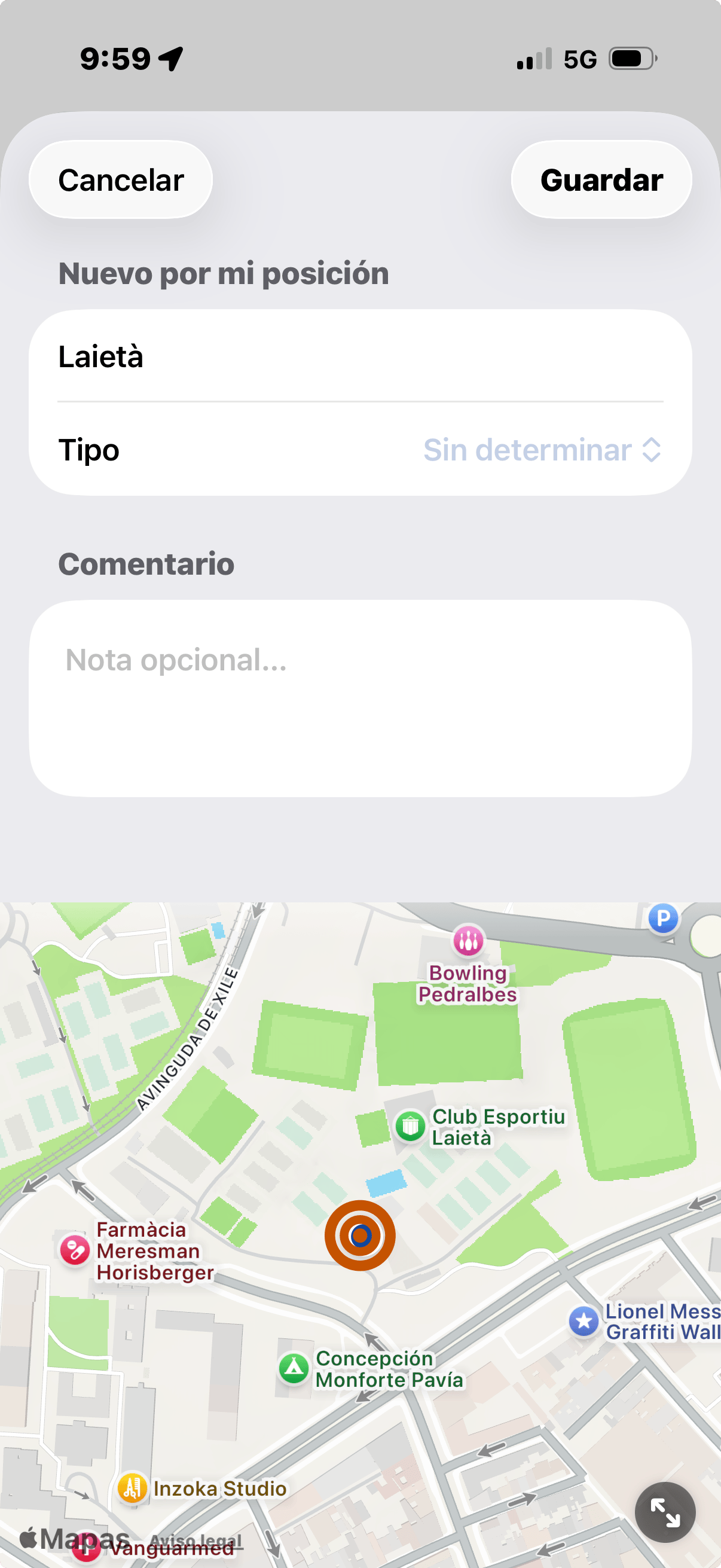 Añadir lugar